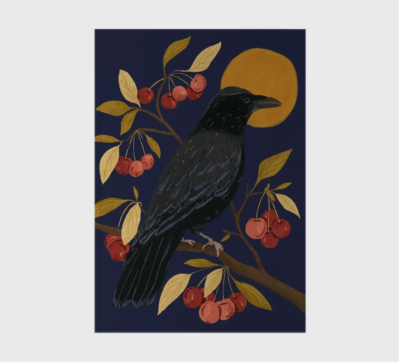 Raven in a cherry tree notebook by modeern