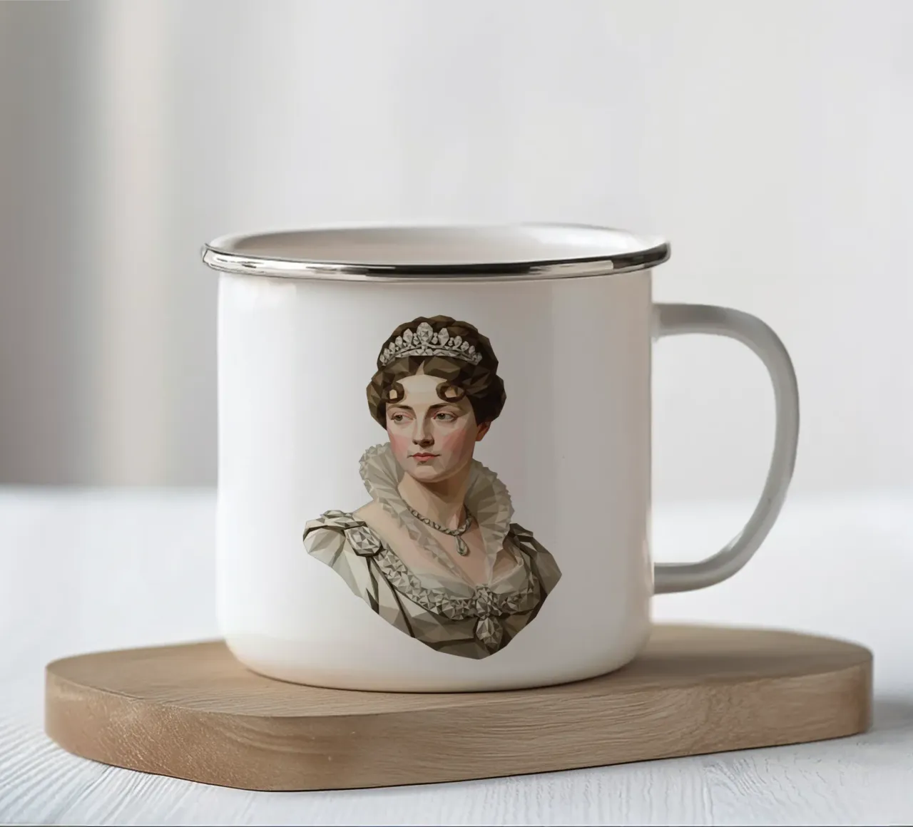 Ritratto dell'imperatrice Giuseppina Lowpoly tazza in smalto da Low Profile