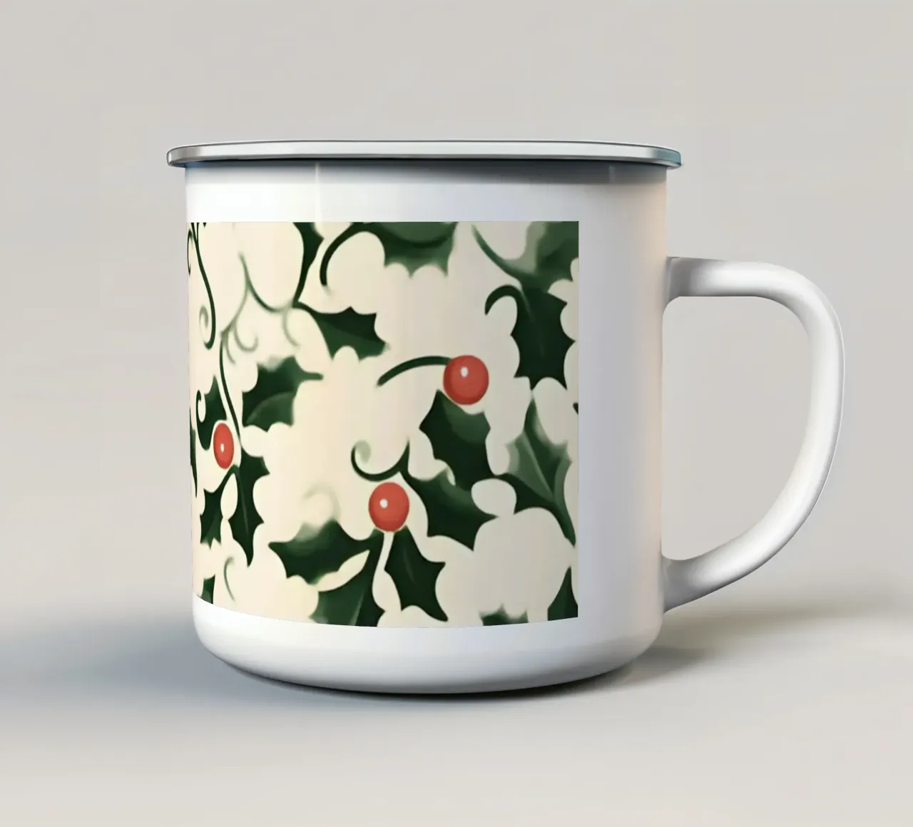 Festive Holly - Modello di foglie di Natale tazza in smalto da Studio Vibe