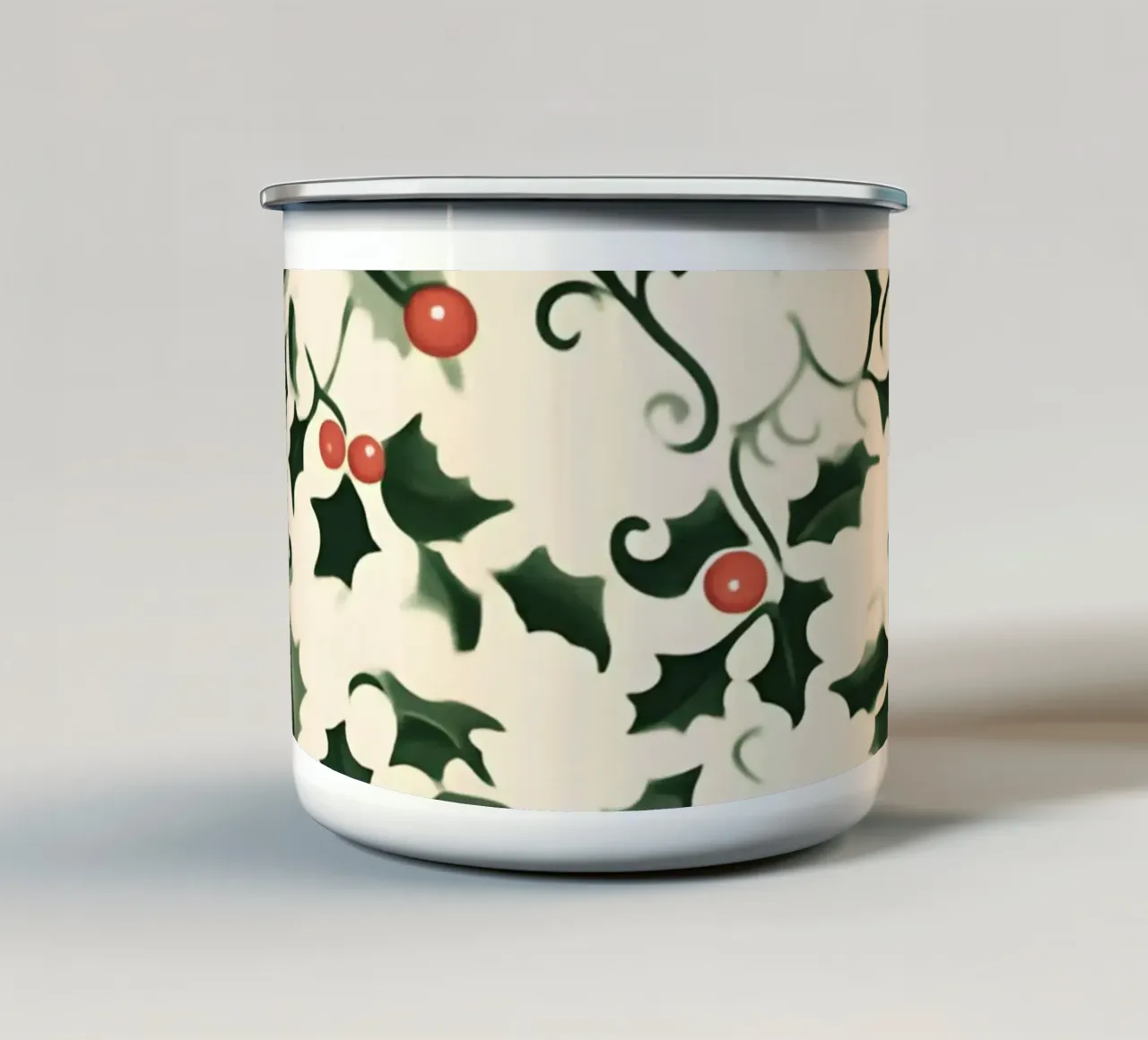 Festive Holly - Modello di foglie di Natale tazza in smalto da Studio Vibe