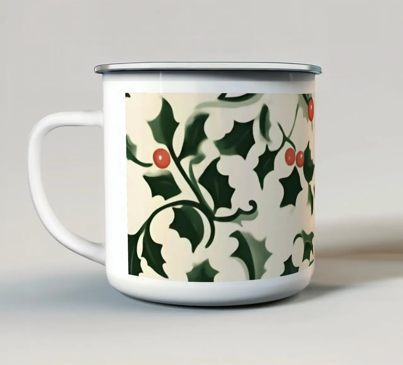 Festive Holly - Modello di foglie di Natale tazza in smalto da Studio Vibe