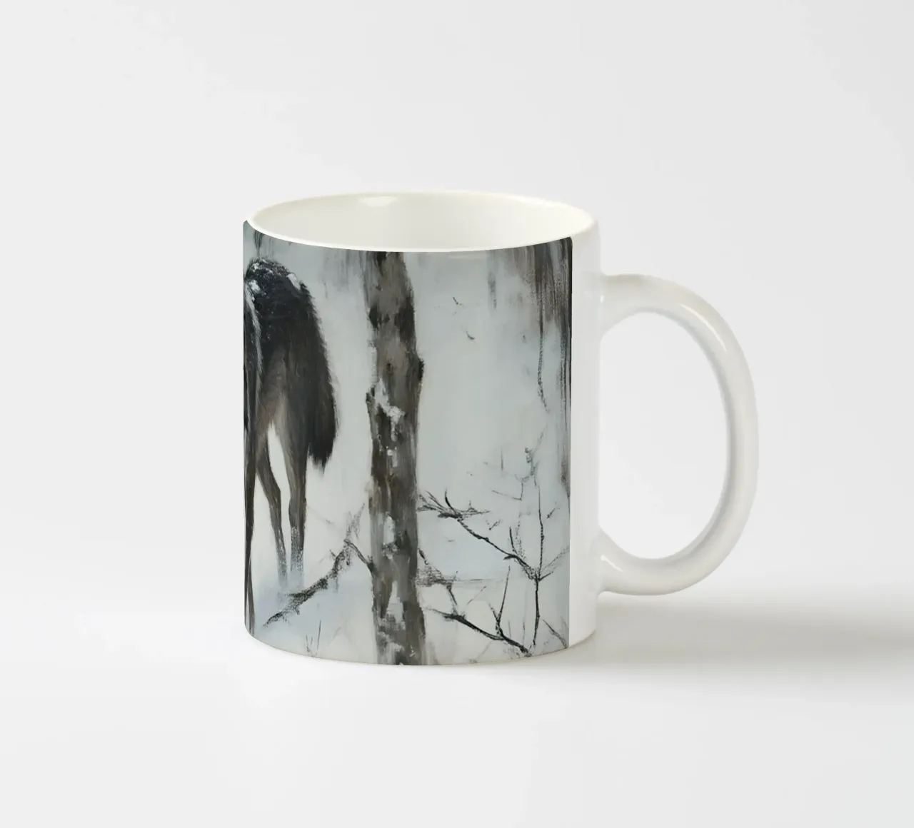Lupo nero in una foresta invernale innevata - Mistico tazza in ceramica da Studio Vibe