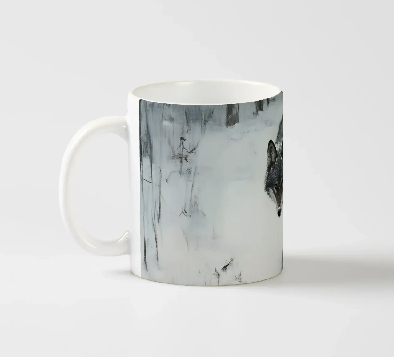 Lupo nero in una foresta invernale innevata - Mistico tazza in ceramica da Studio Vibe