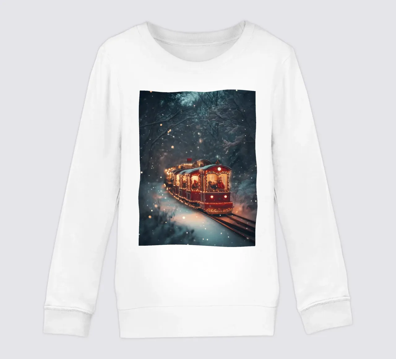 Magico treno di Natale nella foresta invernale innevata felpa bambino da Studio Vibe