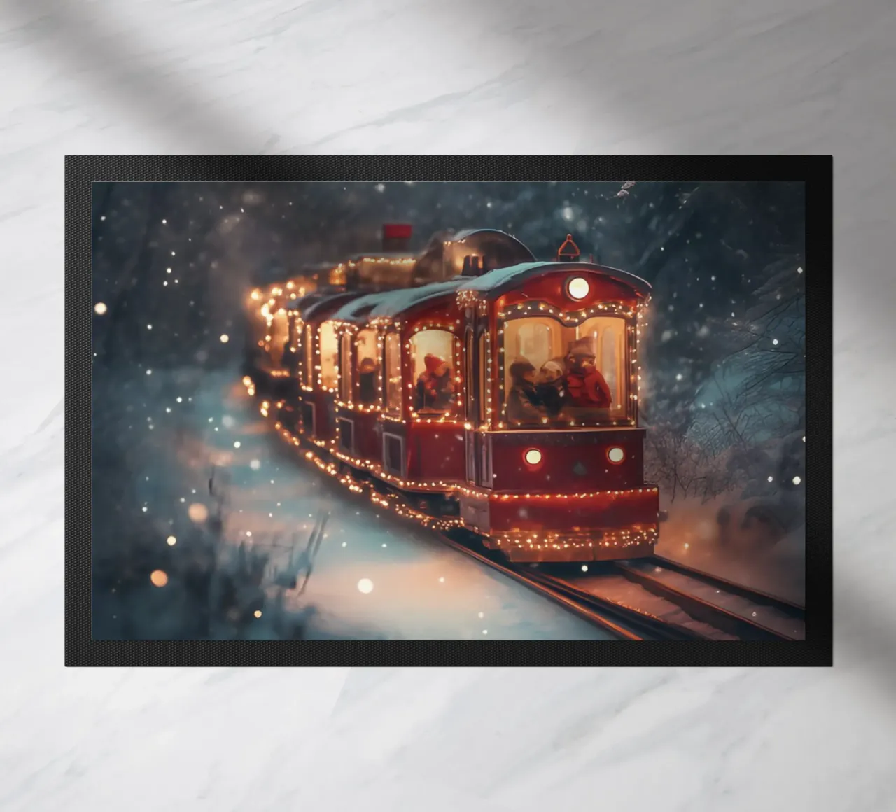 Magico treno di Natale nella foresta invernale innevata zerbino da Studio Vibe