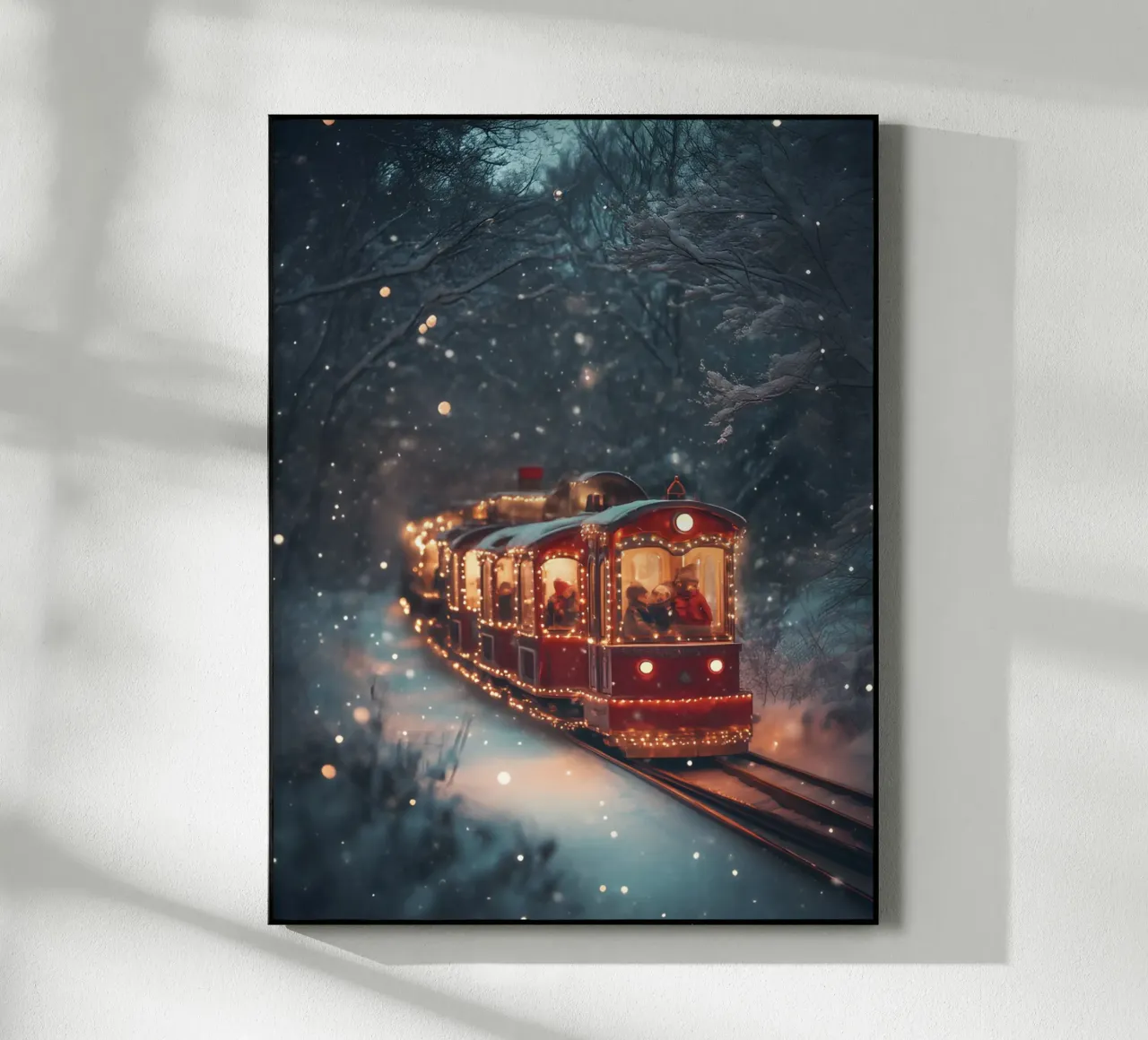 Magico treno di Natale nella foresta invernale innevata plexiglass da Studio Vibe