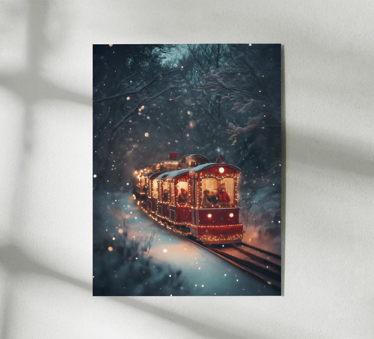 Magico treno di Natale nella foresta invernale innevata plexiglass da Studio Vibe