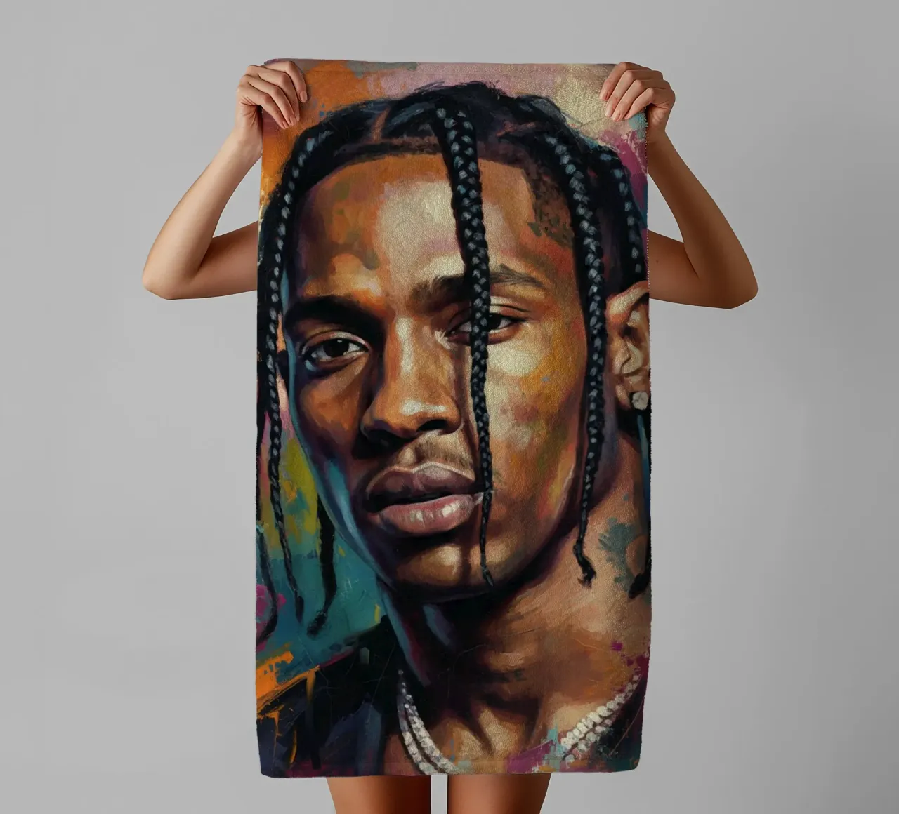 Travis Scott abstract art towel by Lembayung art