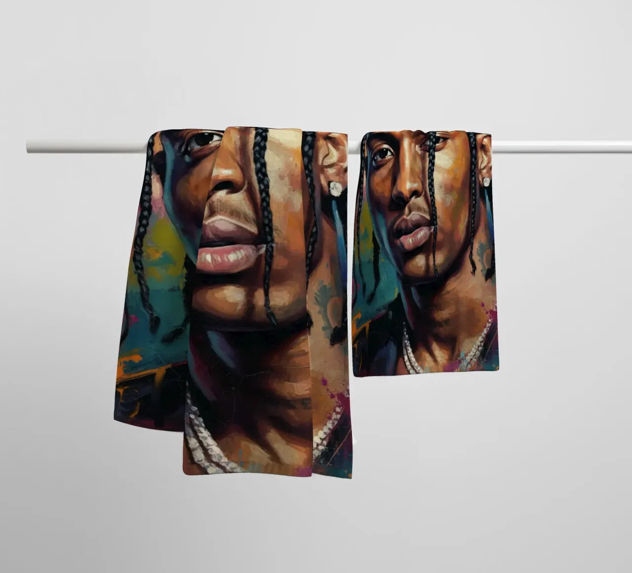 Travis Scott abstract art towel by Lembayung art
