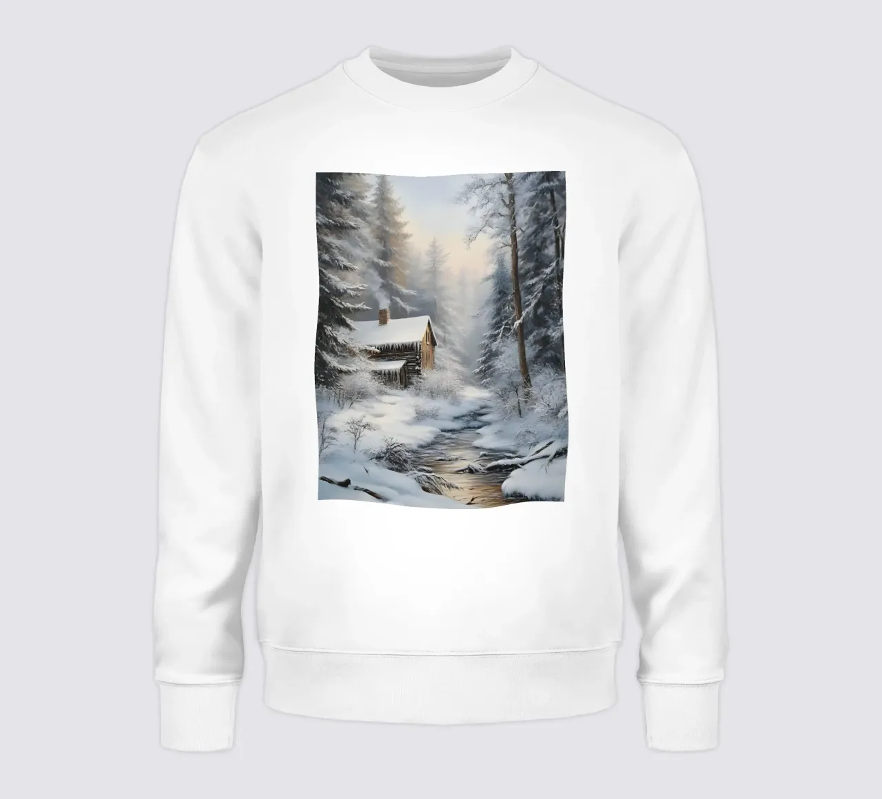 Poster invernale con capanna in un bosco innevato felpa da Studio Vibe