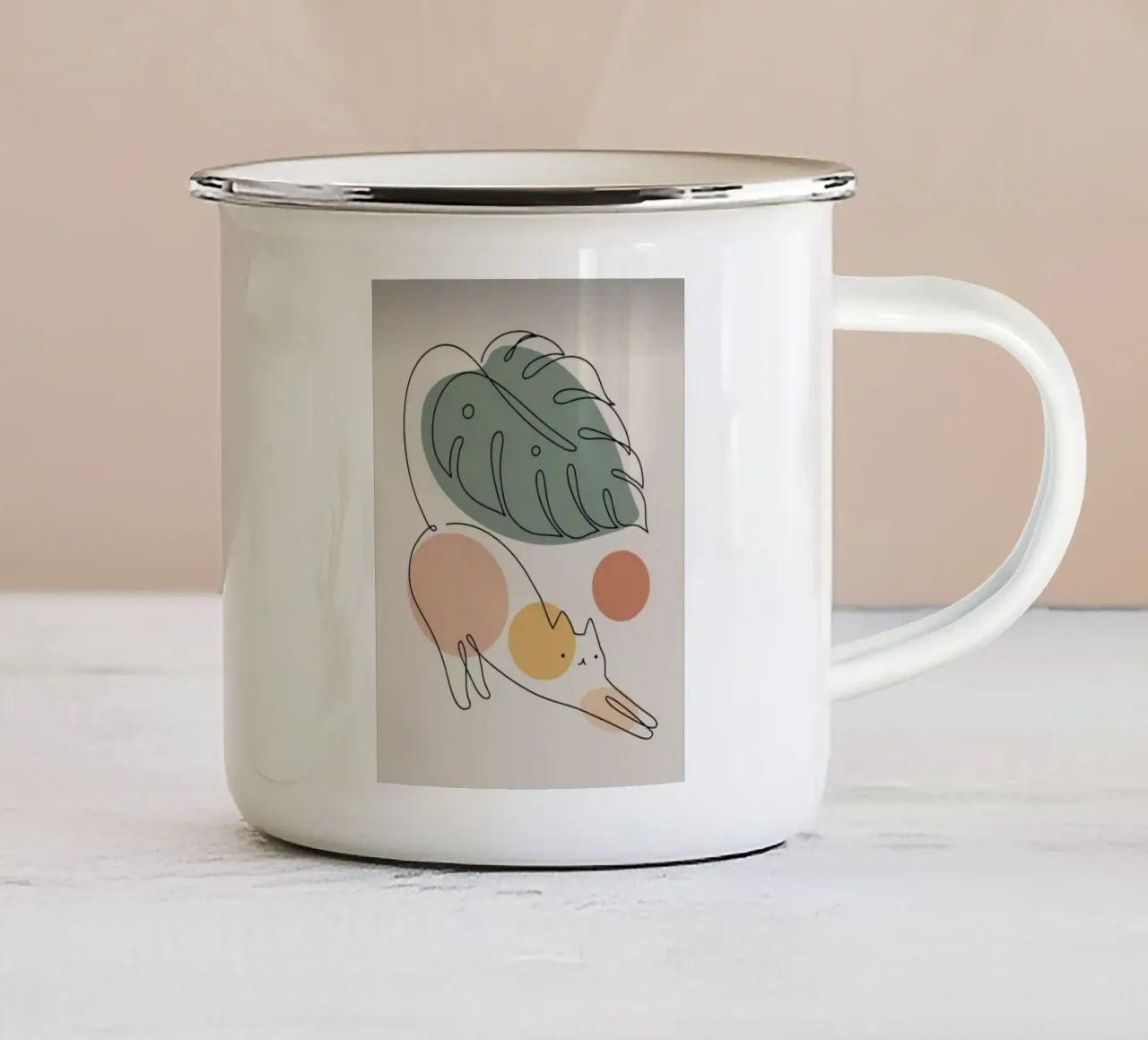 cat exercise and leaf tazza in smalto da Grant