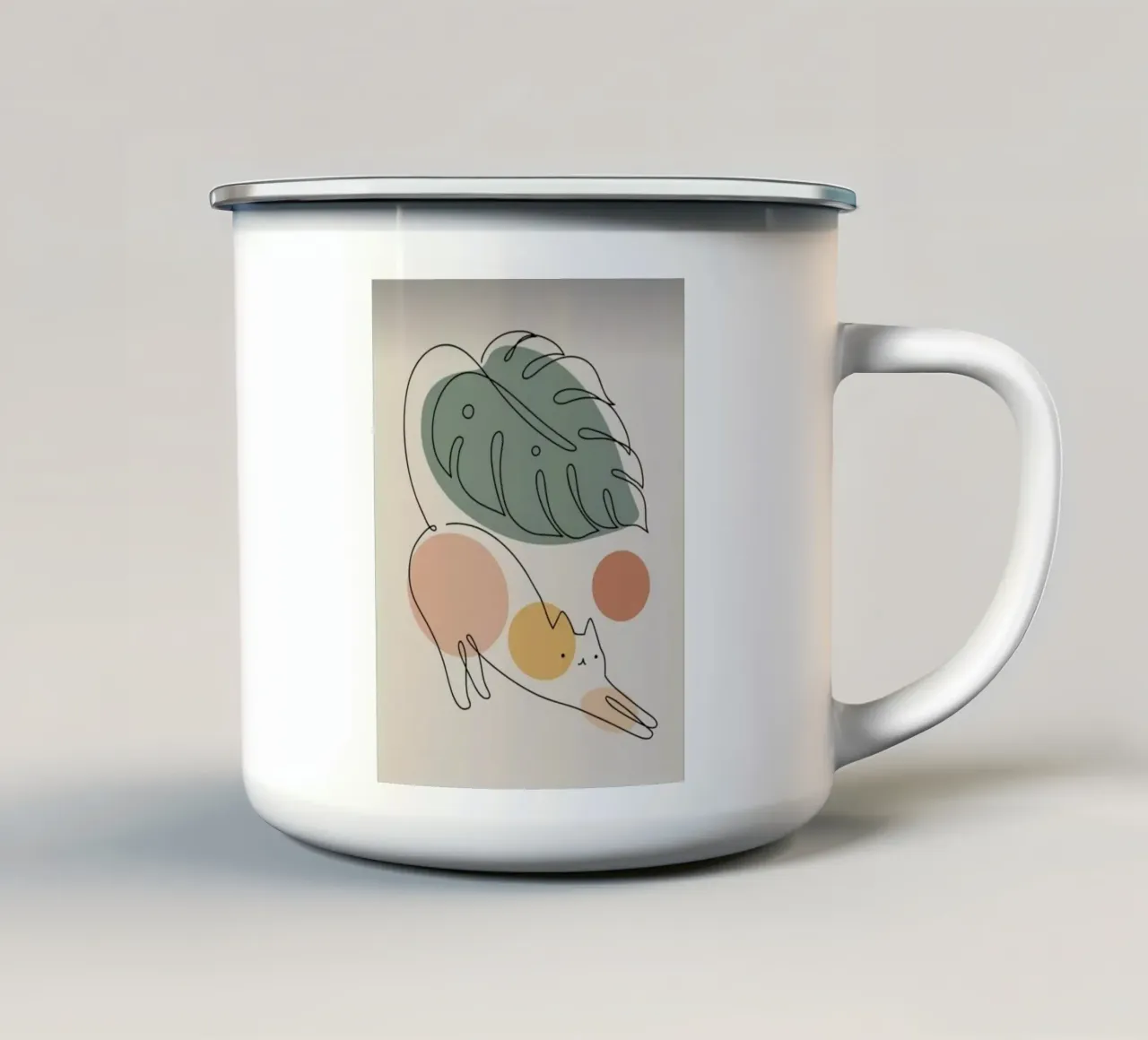 cat exercise and leaf tazza in smalto da Grant