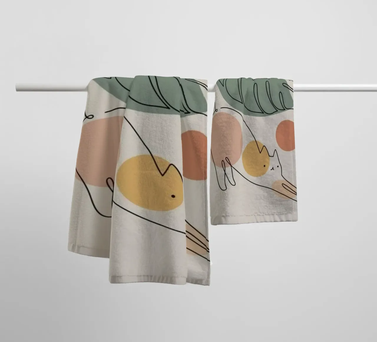 cat exercise and leaf asciugamano da bagno da Grant
