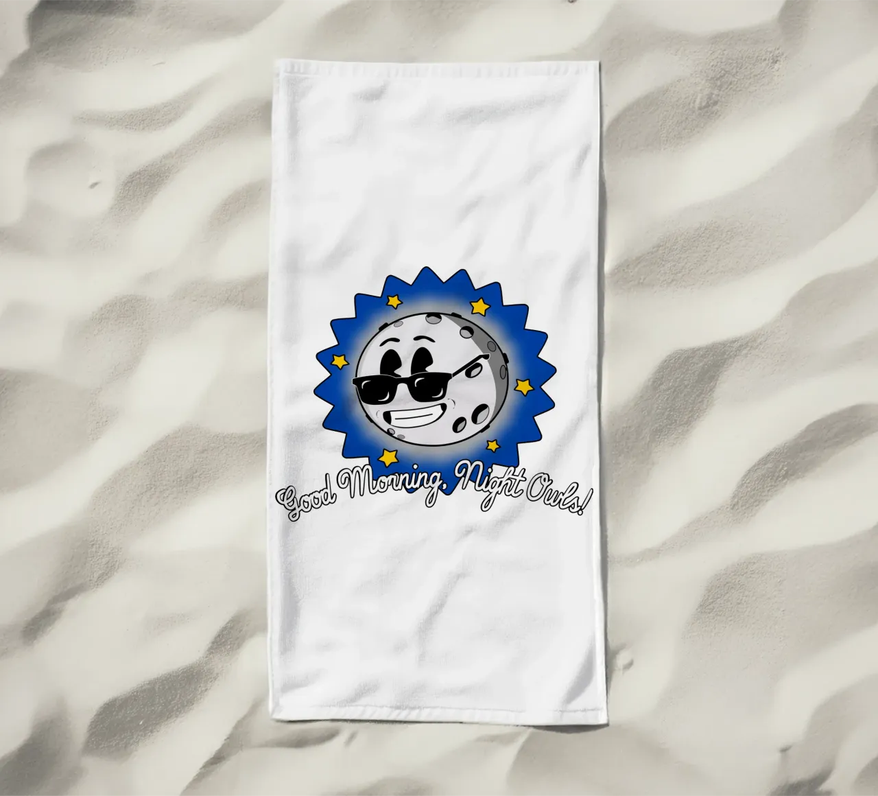 Guten Morgen Nacht Eulen Lustig Niedlich Cool Nachtleben Mond Strandtuch von sillyindustries