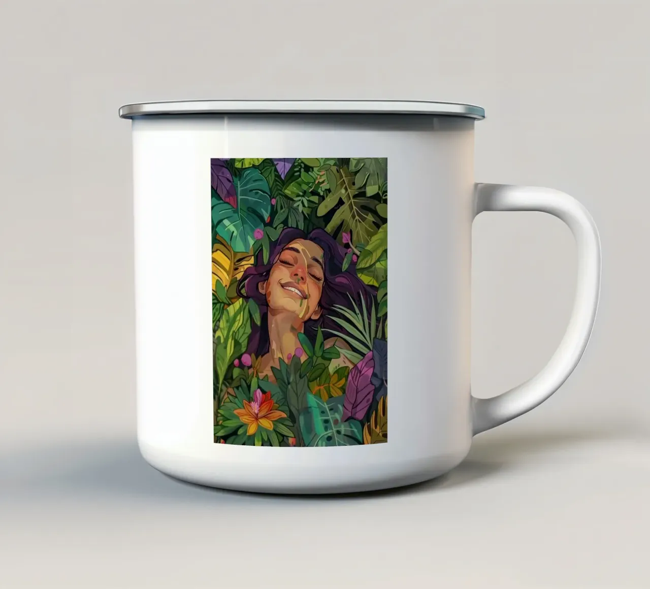 girl inside color forest tazza in smalto da comura