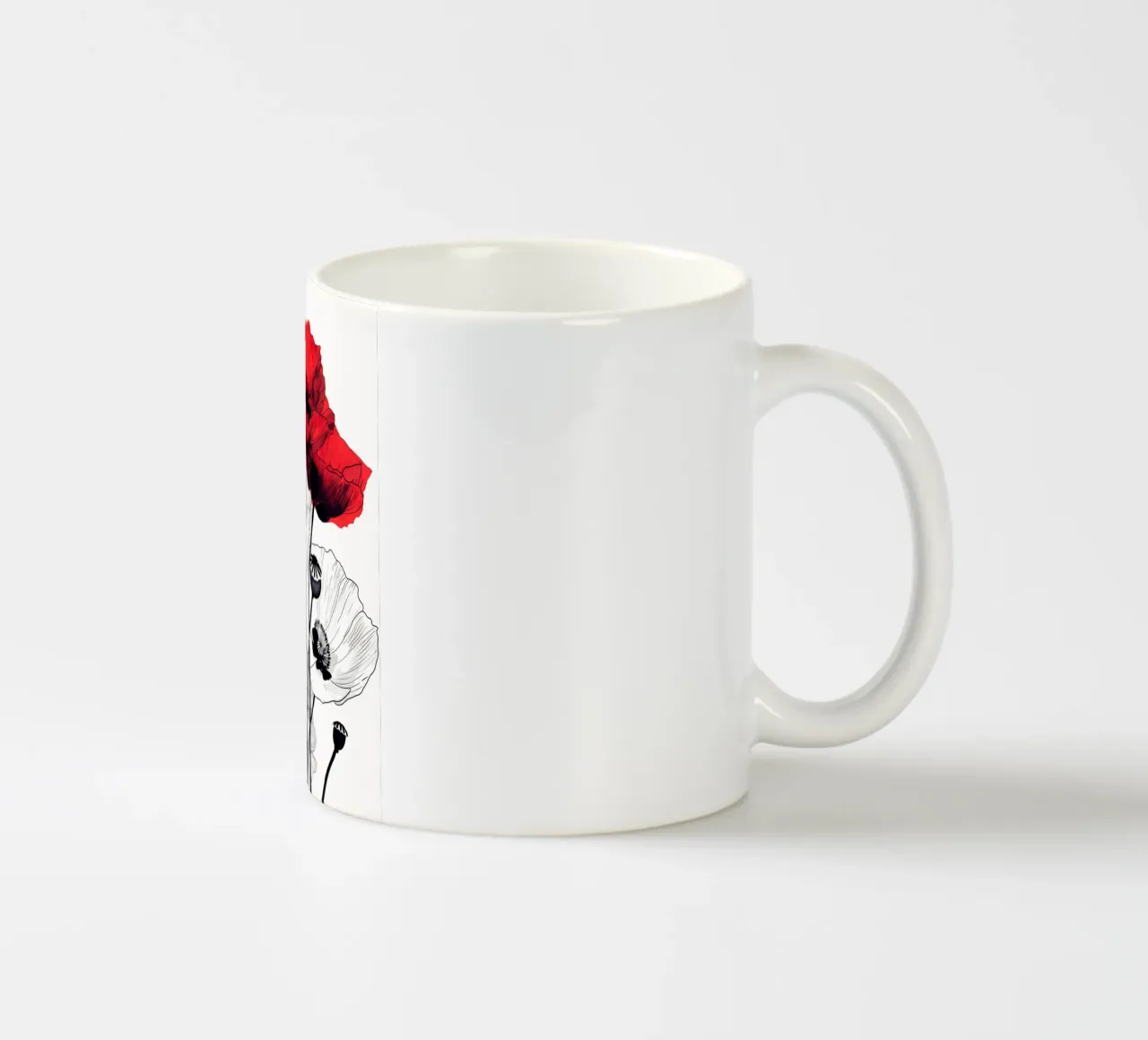Papaveri bianchi e rossi tazza in ceramica da Justyna Jaszke JBJart