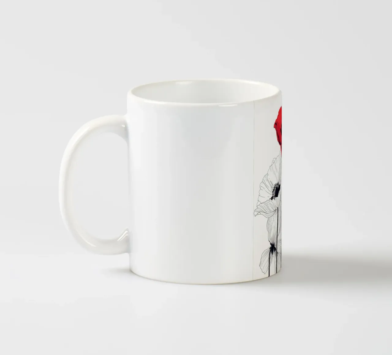 Papaveri bianchi e rossi tazza in ceramica da Justyna Jaszke JBJart