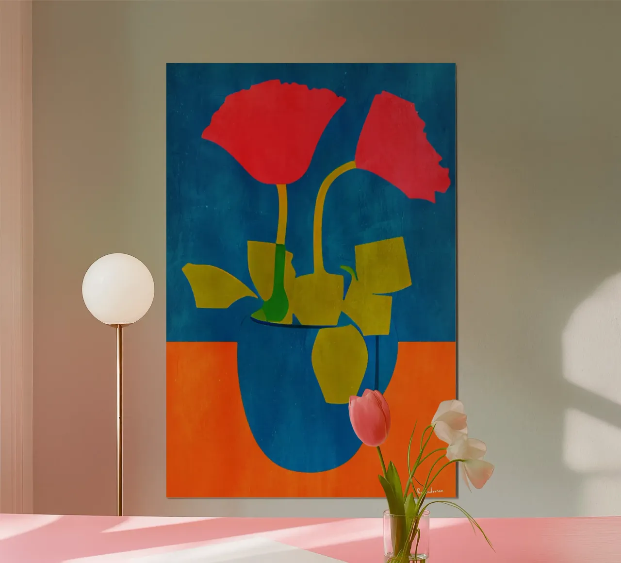 Sunshine Flowers poster con telaio in alluminio da Bo Anderson