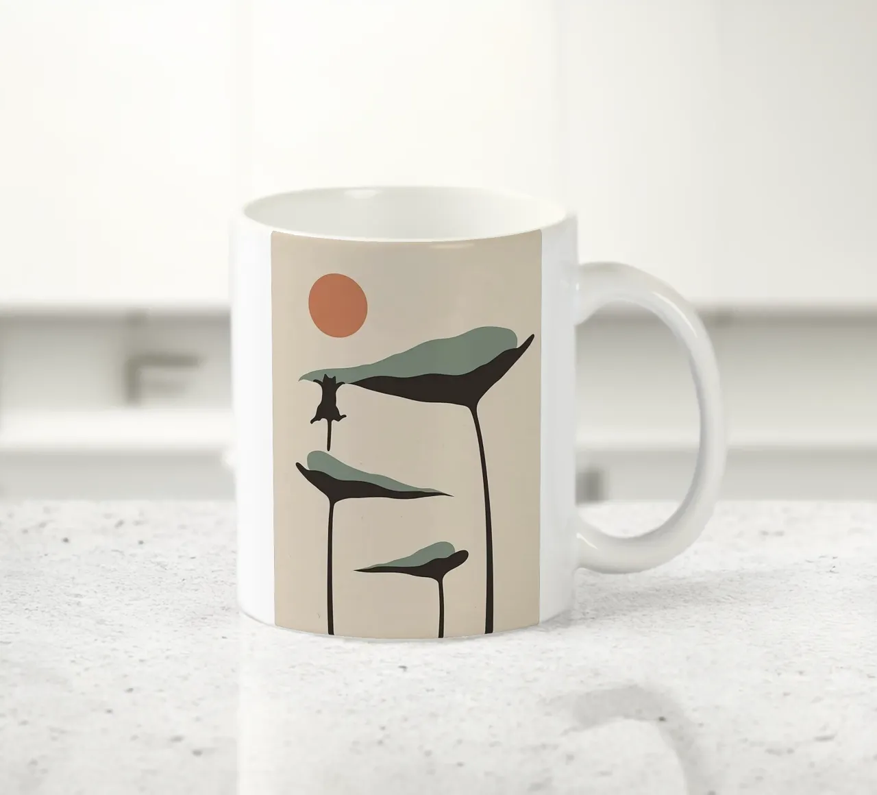 cat climb on the branch tazza in ceramica da Grant