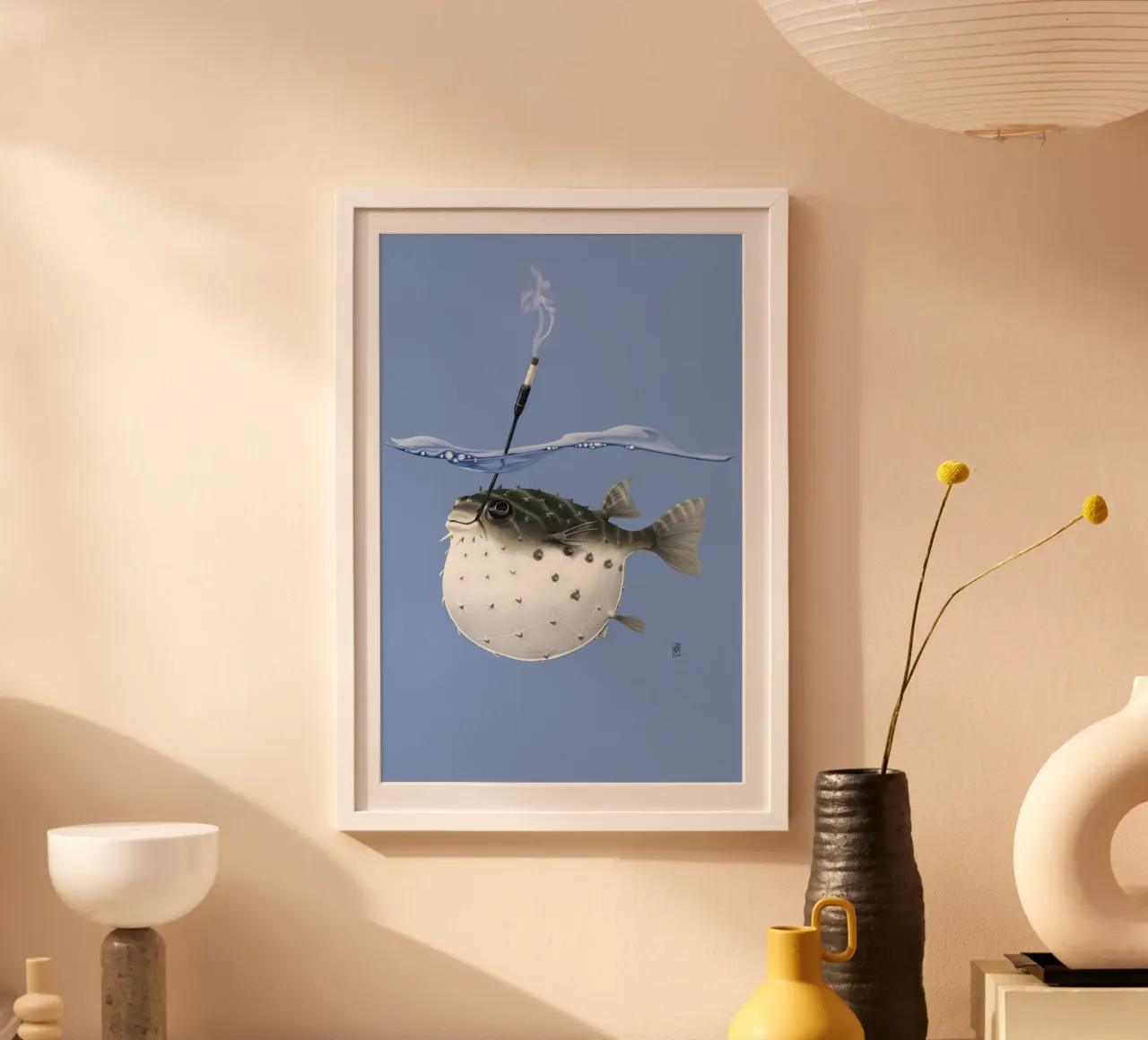 Take it outside (Coloured) poster con telaio in legno da Rob Art | Illustration