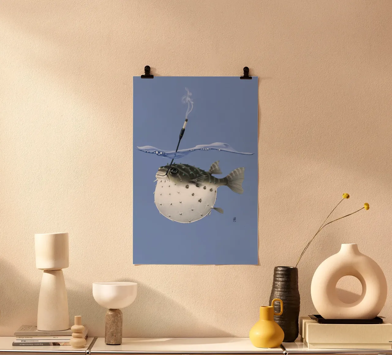 Take it outside (Coloured) poster con telaio in legno da Rob Art | Illustration