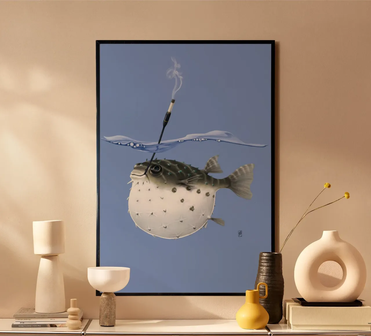 Take it outside (Coloured) poster con telaio in legno da Rob Art | Illustration