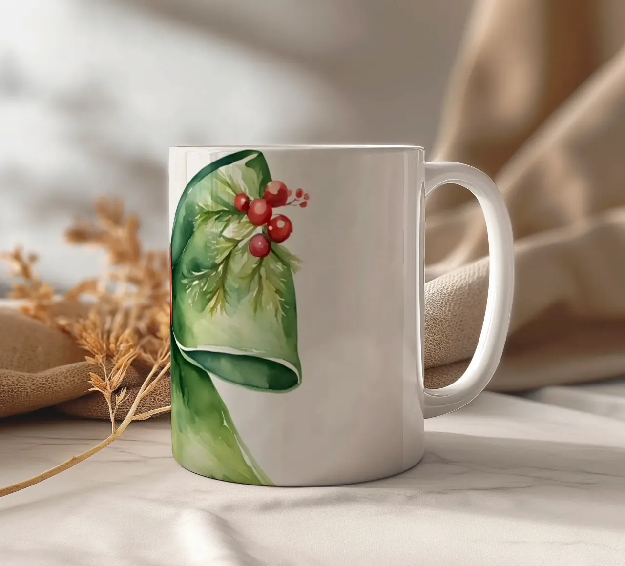 Nastro di Natale verde rosso tazza in ceramica da Studio Vibe