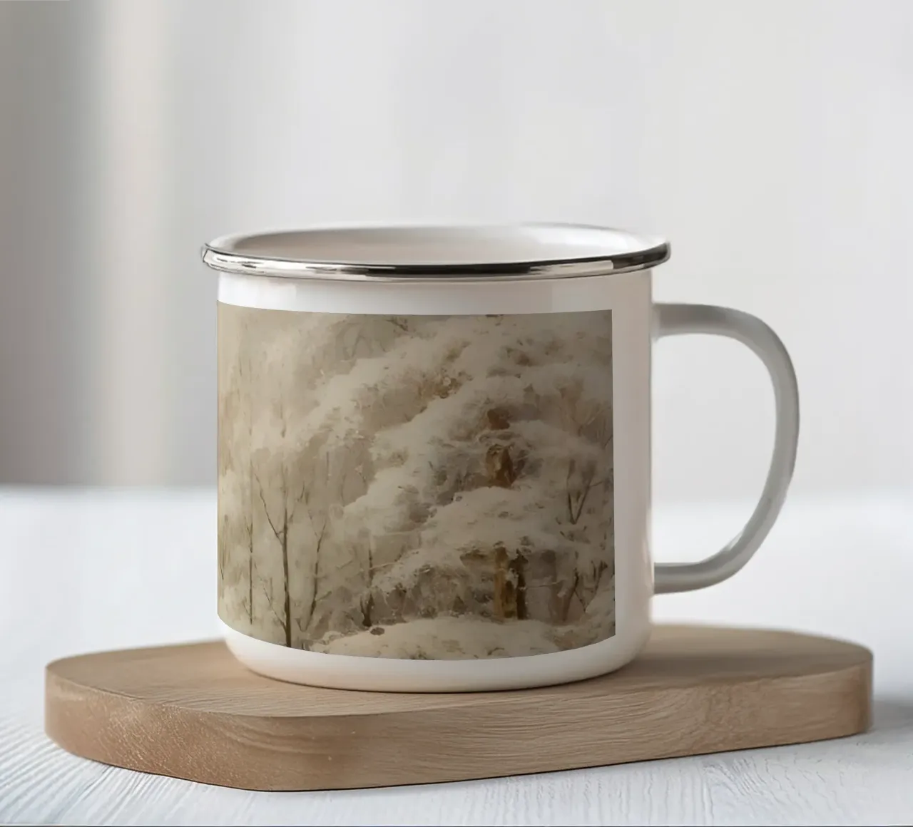 Foresta invernale Paesaggio innevato tazza in smalto da Studio Vibe
