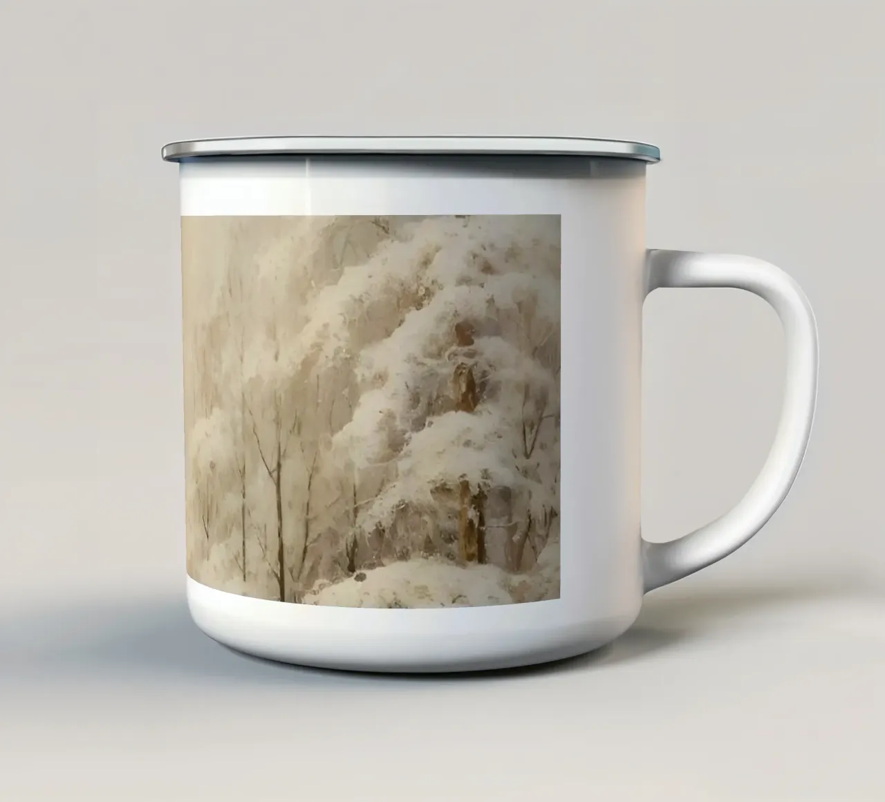 Foresta invernale Paesaggio innevato tazza in smalto da Studio Vibe