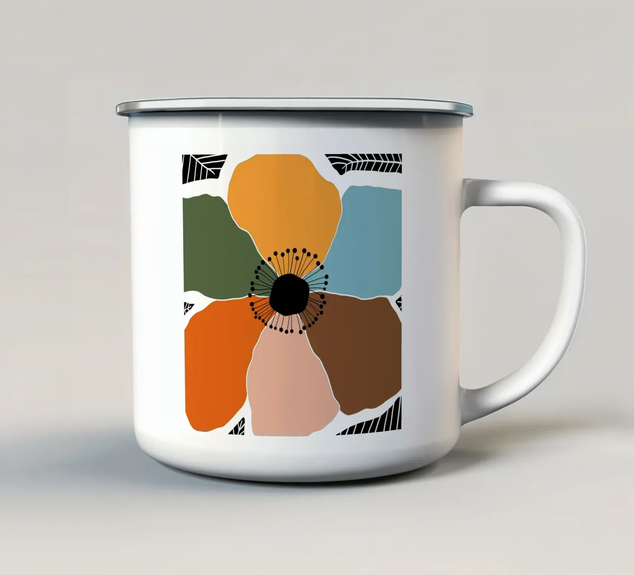 Colorful moody fall season large flower tazza in smalto da TijanaArtStudio88