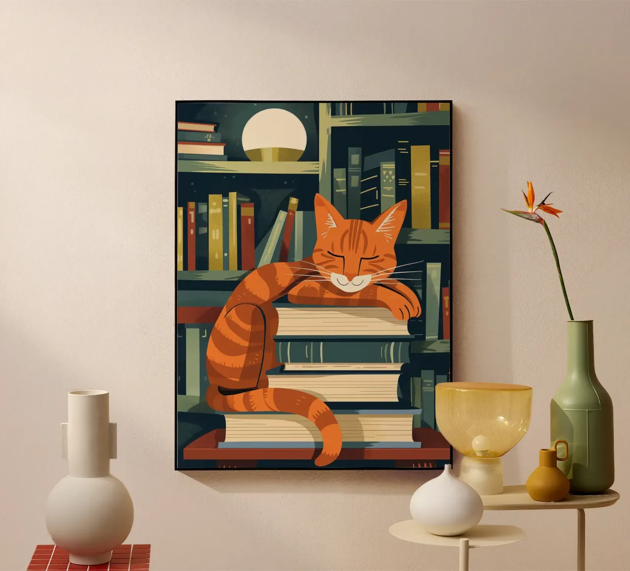 Gatto con libri plexiglass da Noah Bouchard
