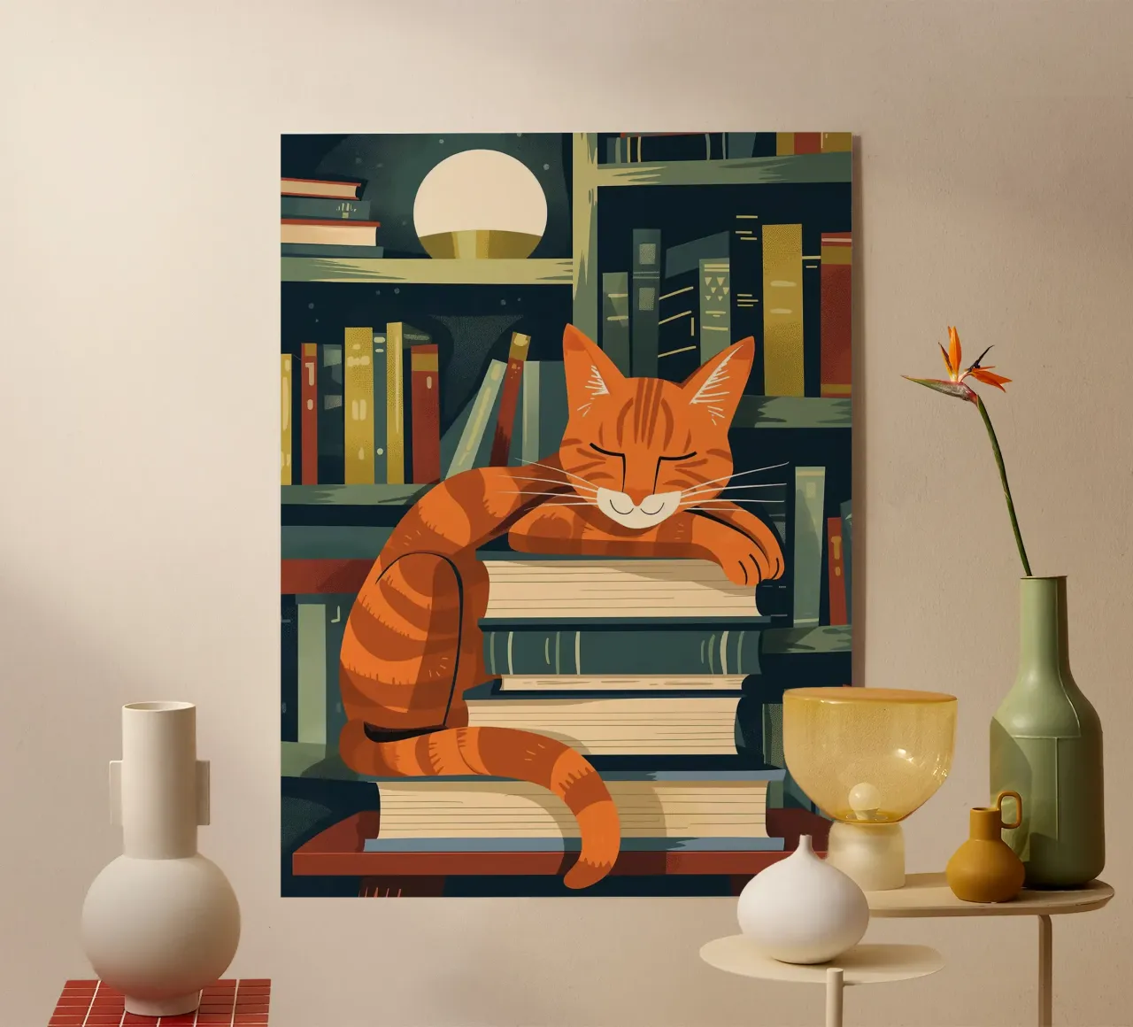 Gatto con libri plexiglass da Noah Bouchard
