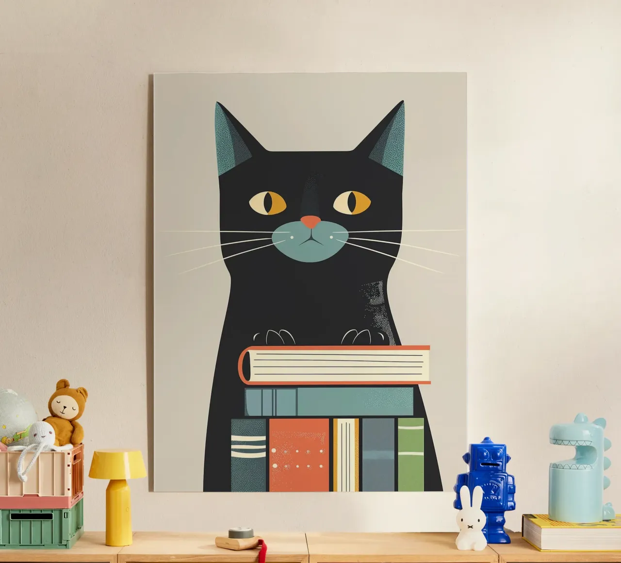 Gatto con libri plexiglass da Noah Bouchard