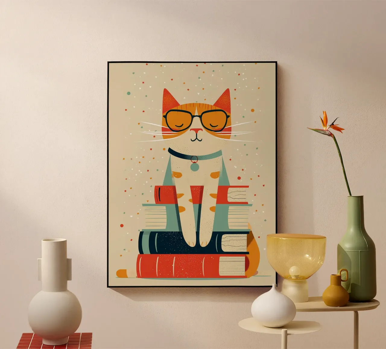 Gatto con libri plexiglass da Noah Bouchard