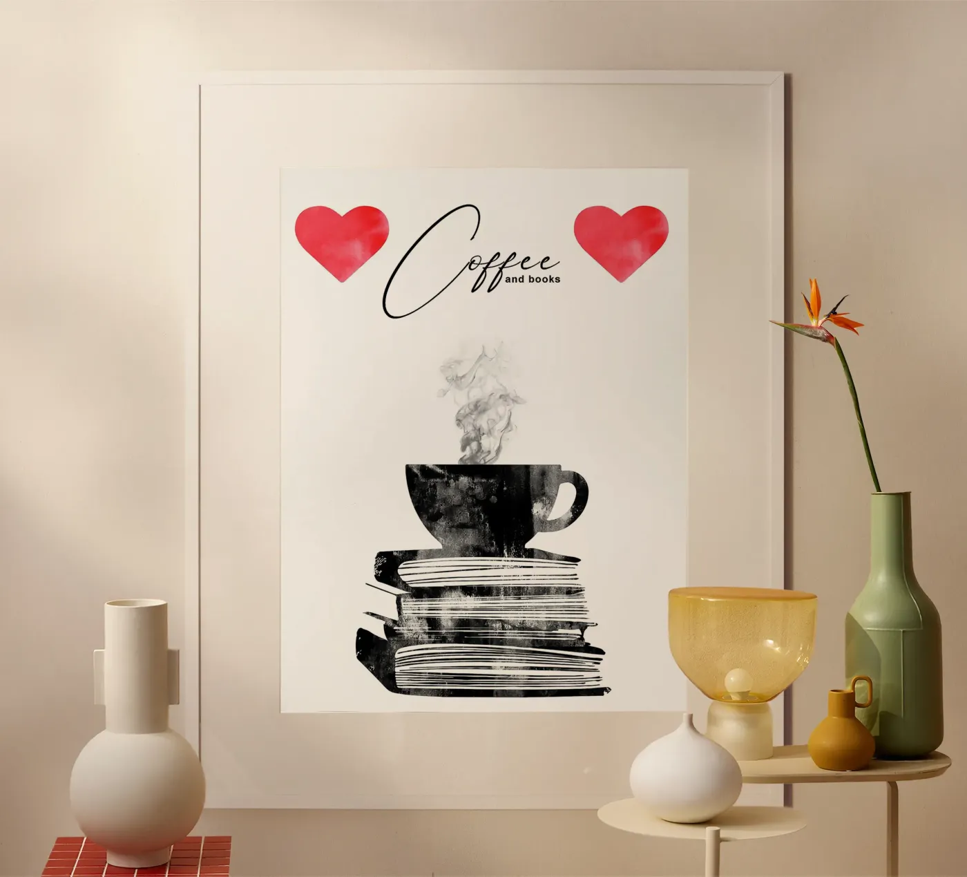 Tazza di caffè e libri poster da Noah Bouchard