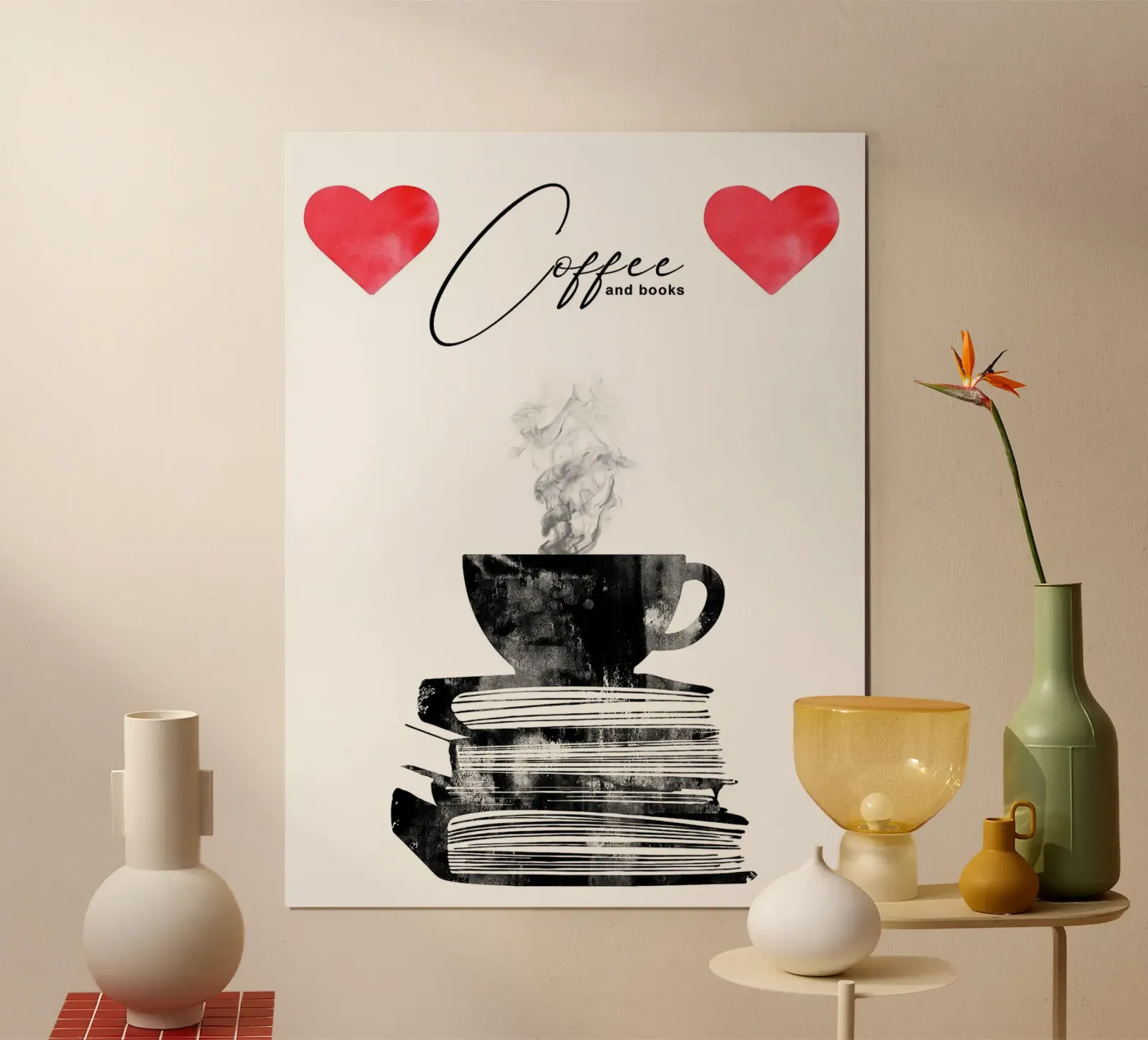 Tazza di caffè e libri poster da Noah Bouchard