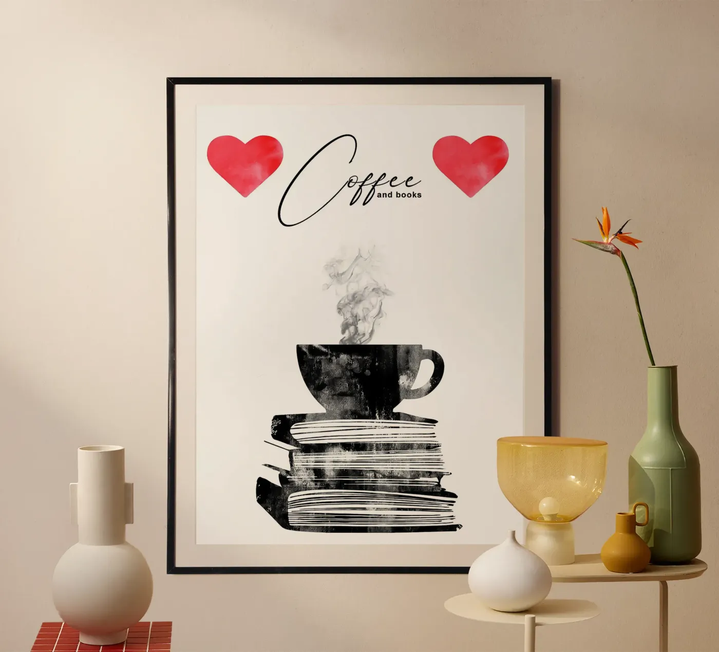 Tazza di caffè e libri poster da Noah Bouchard