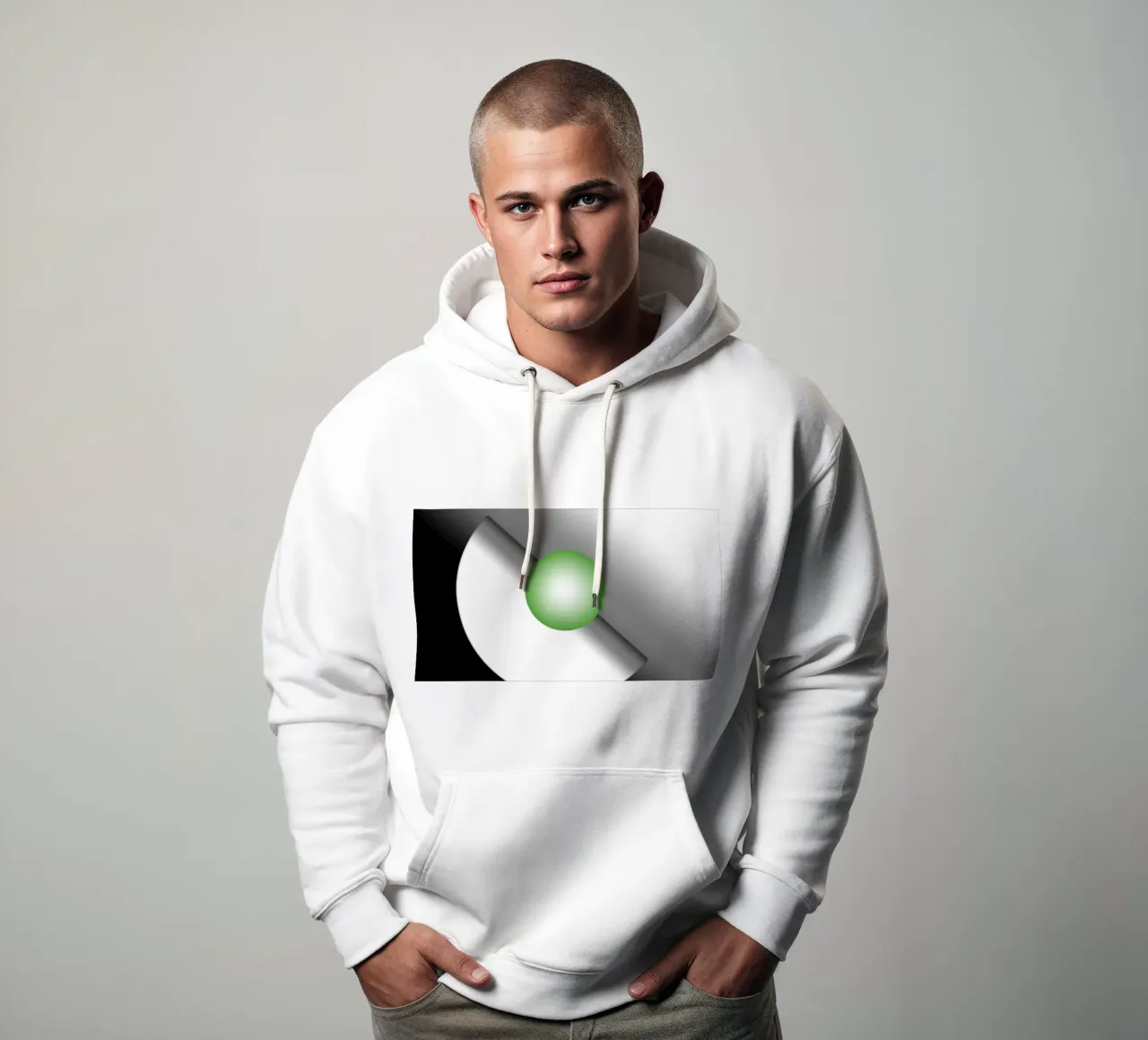 Illustrazione 3D con sfera verde felpa con cappuccio da BenCoStyle
