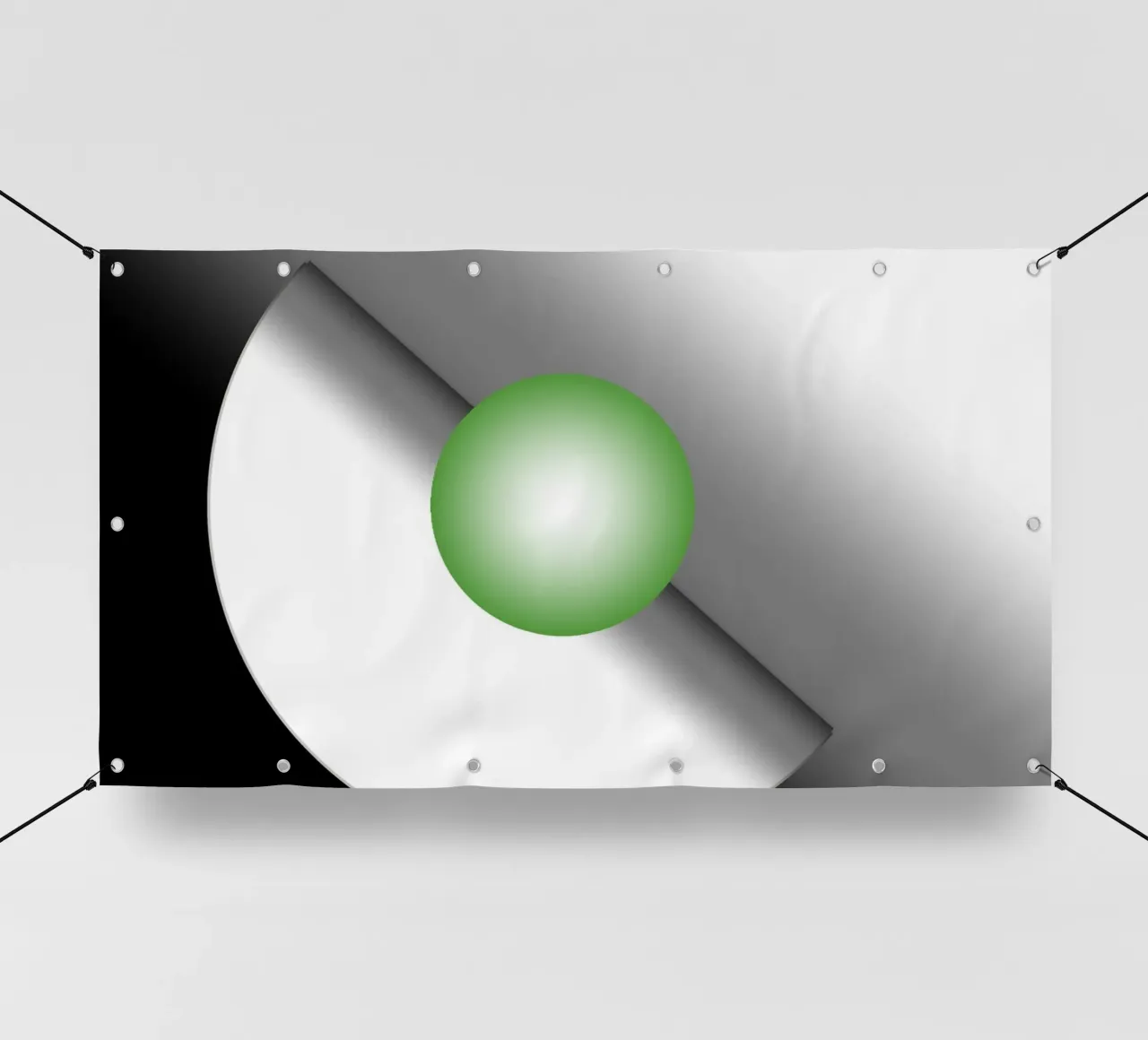 Illustrazione 3D con sfera verde telo in pvc da BenCoStyle