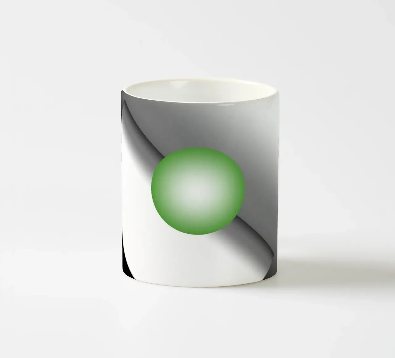 Illustrazione 3D con sfera verde tazza in ceramica da BenCoStyle