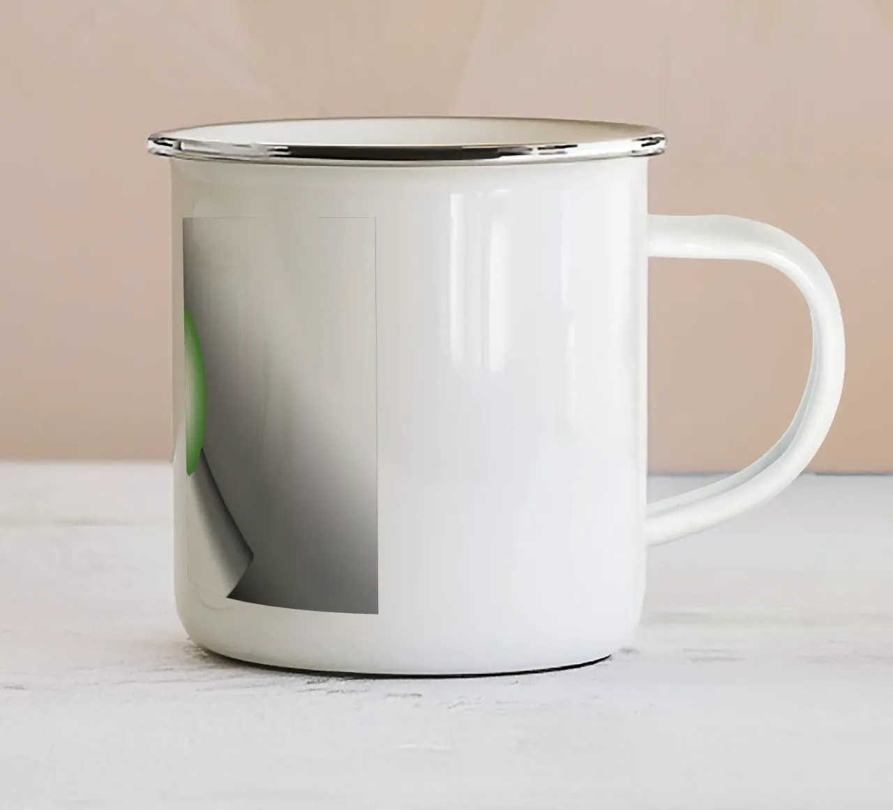 Illustrazione 3D con sfera verde tazza in smalto da BenCoStyle