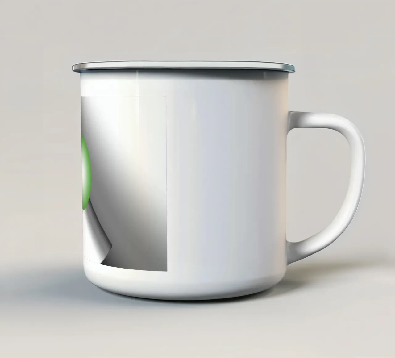 Illustrazione 3D con sfera verde tazza in smalto da BenCoStyle