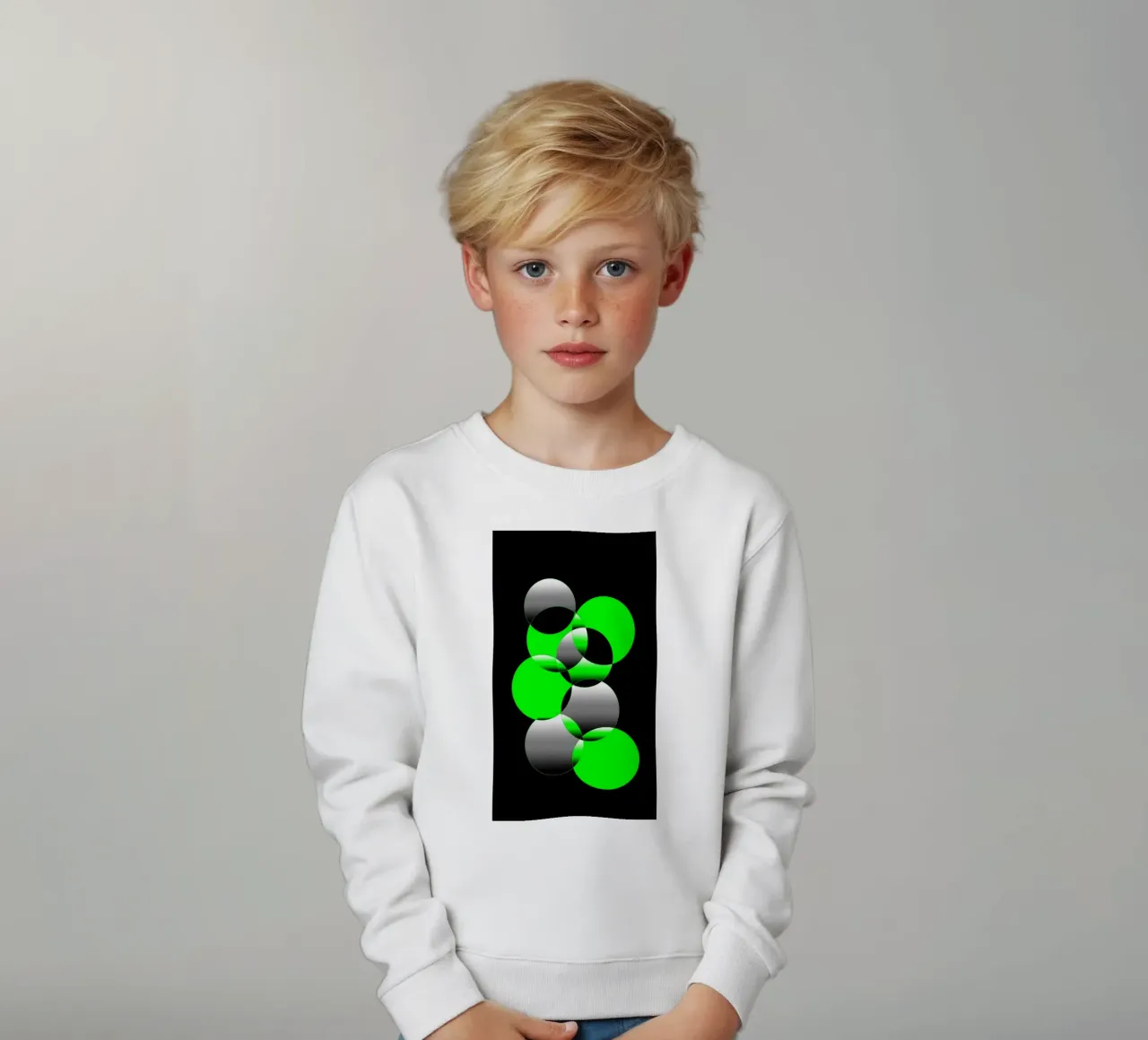 Design verde e nero con cerchi felpa bambino da BenCoStyle