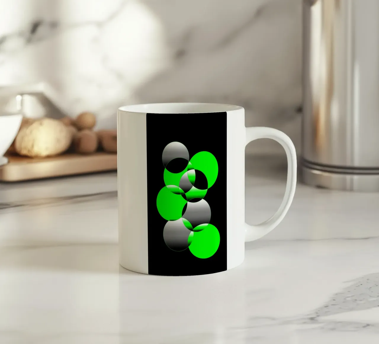 Design verde e nero con cerchi tazza in ceramica da BenCoStyle