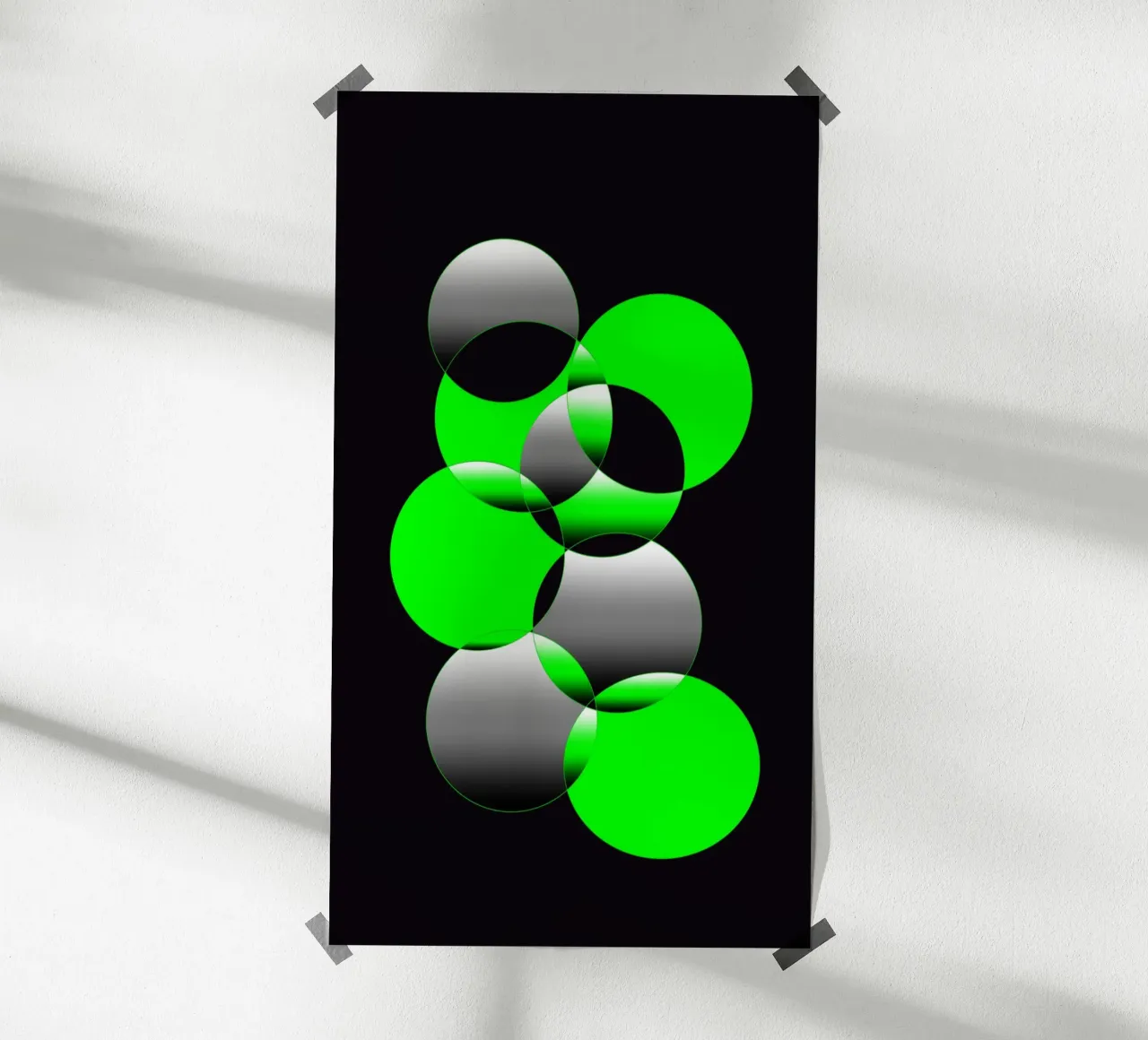 Design verde e nero con cerchi carta hahnemühle da BenCoStyle