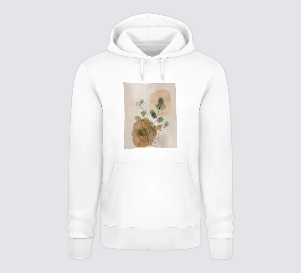 Arte da parete minimalista a fiori botanici in beige e verde felpa con cappuccio da Artbyvo