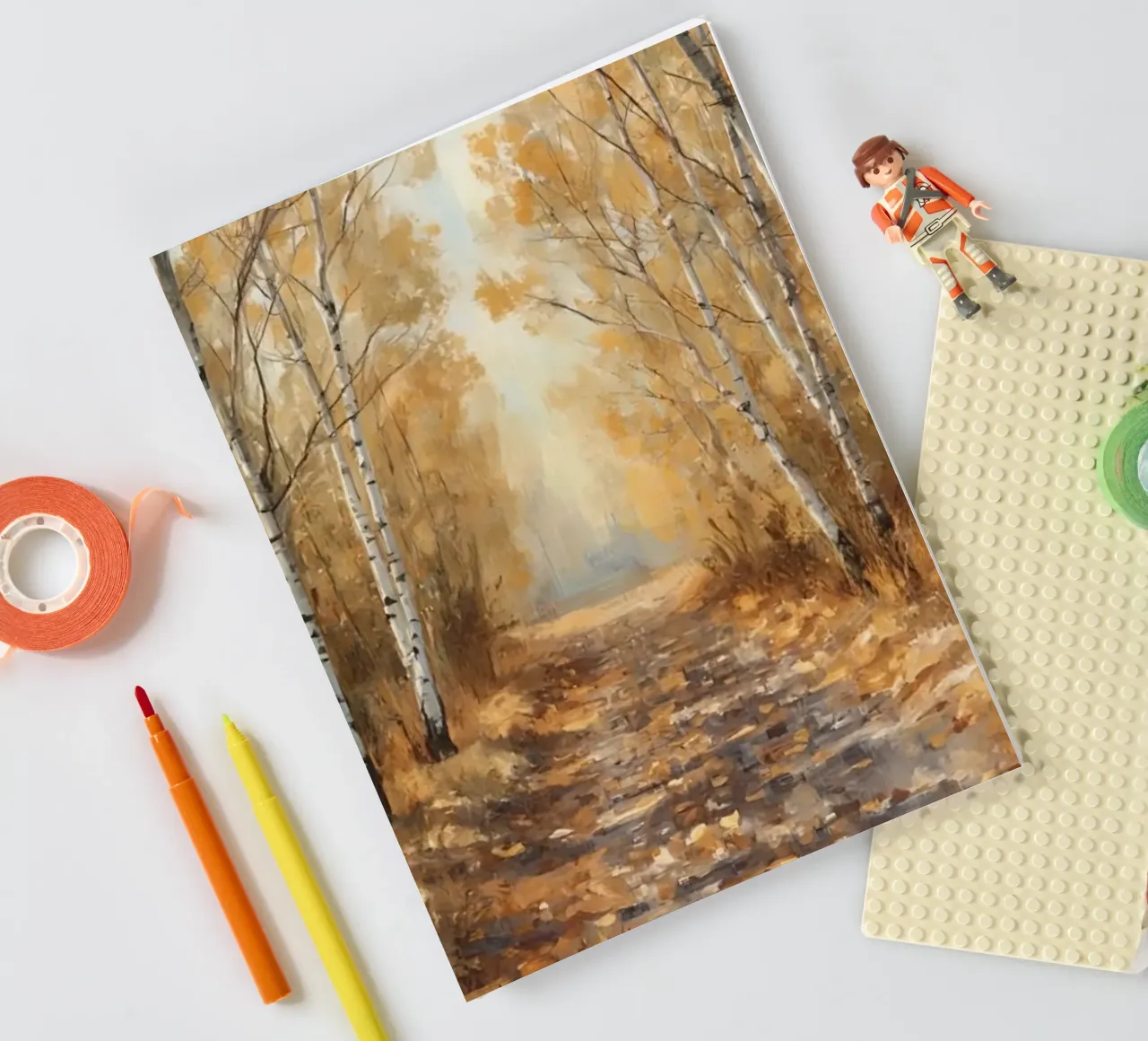 Birch Forest Path in Autumn notebook by DesignDoodle