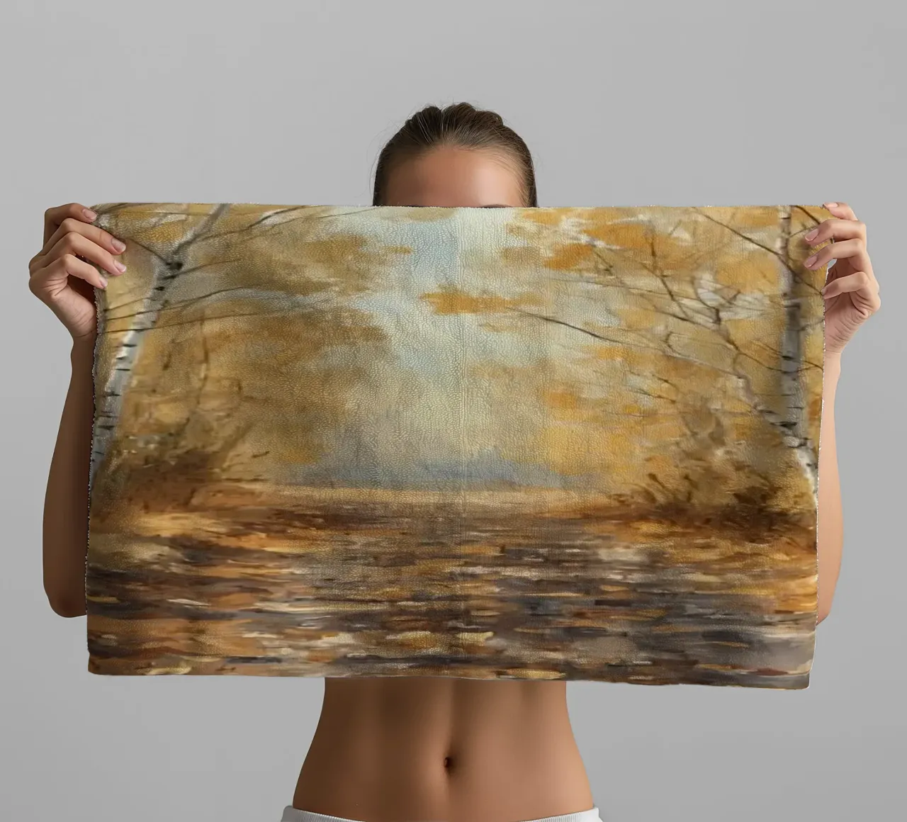 Birch Forest Path in Autumn towel by DesignDoodle