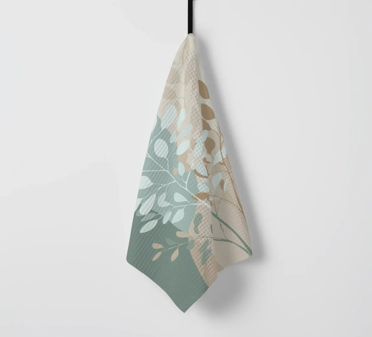 Art mural abstrait de fleurs botaniques en vert sauge et beige torchon de Artbyvo
