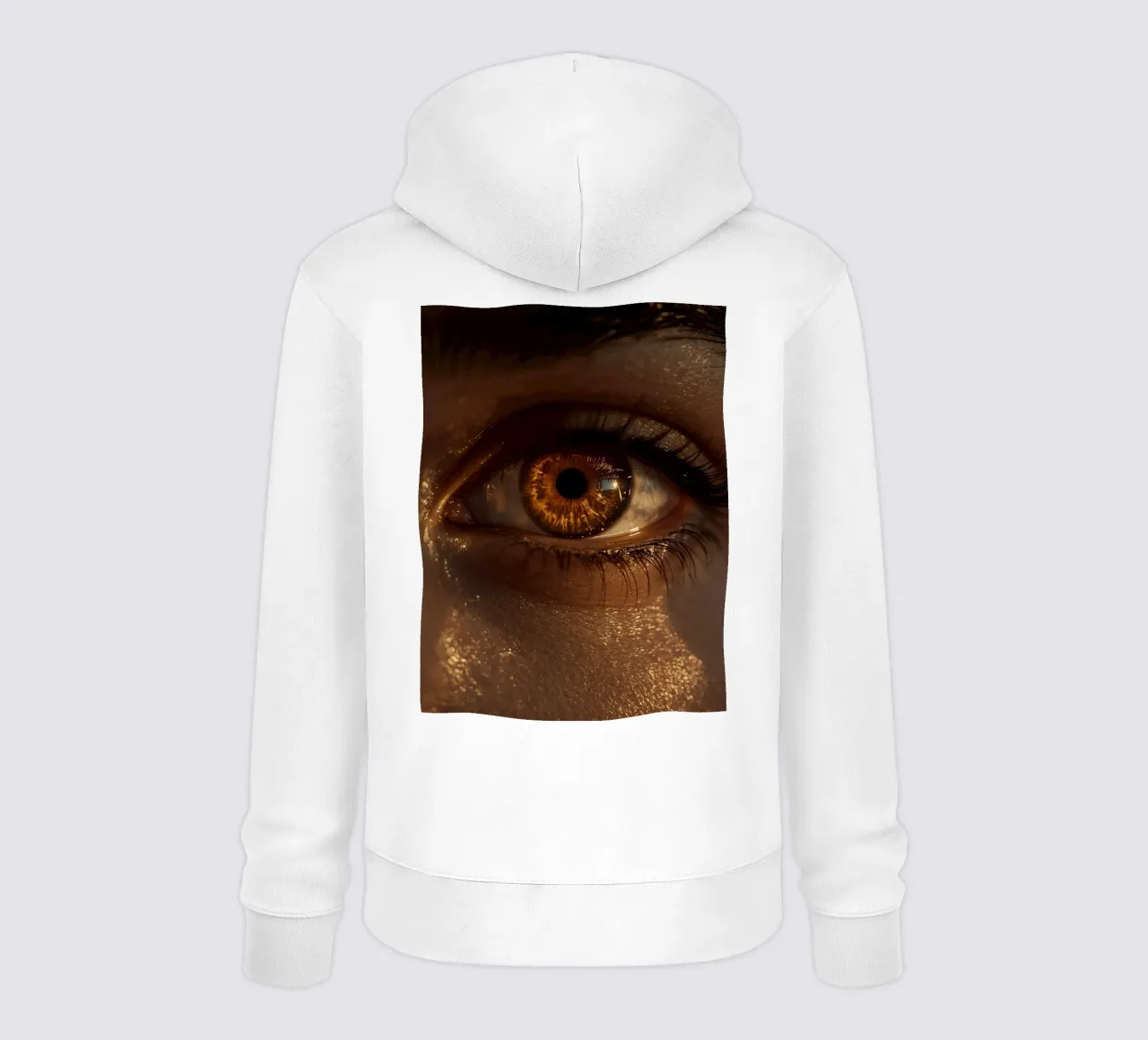 Macro occhio umano con iride ambrata e riflessi dorati della pelle felpa con cappuccio da DesignDoodle